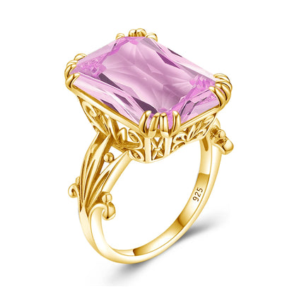 Damen-Ring aus 925er Silber mit großem rechteckigem Citrinstein für eleganten Alltagslook