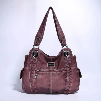 Damen-Schultertasche Aus PU-Leder Mit Reißverschluss Und Innenfächern Großes Stauraumvolumen