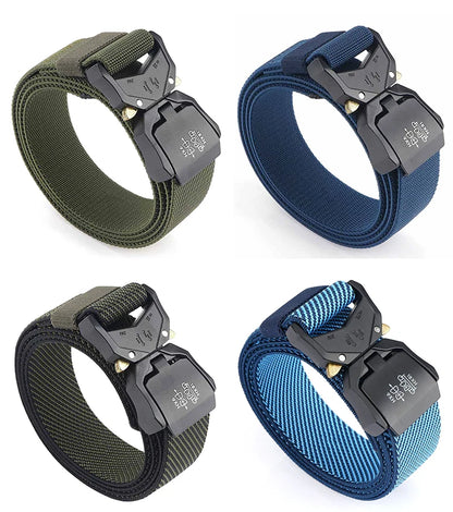 Herren-Gürtel mit 3,8 cm Breite aus Elastischem Material mit Schnellverschluss aus Aluminium für Militärlook