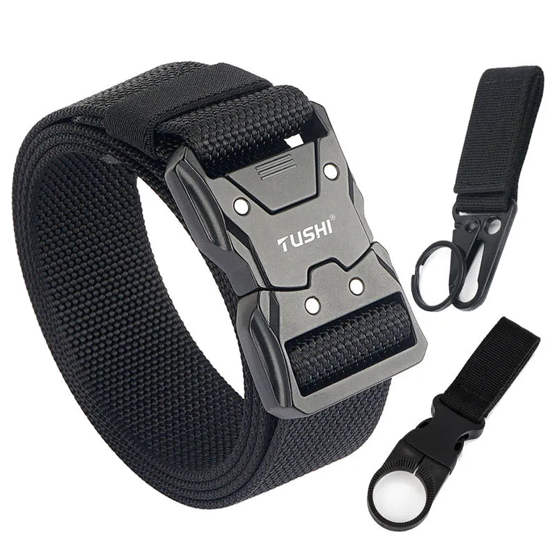 Herren-Taktischer Gürtel aus 1200D Nylon mit Schnellverschluss und robuster Metall-Schnalle, Breite 3,8 cm