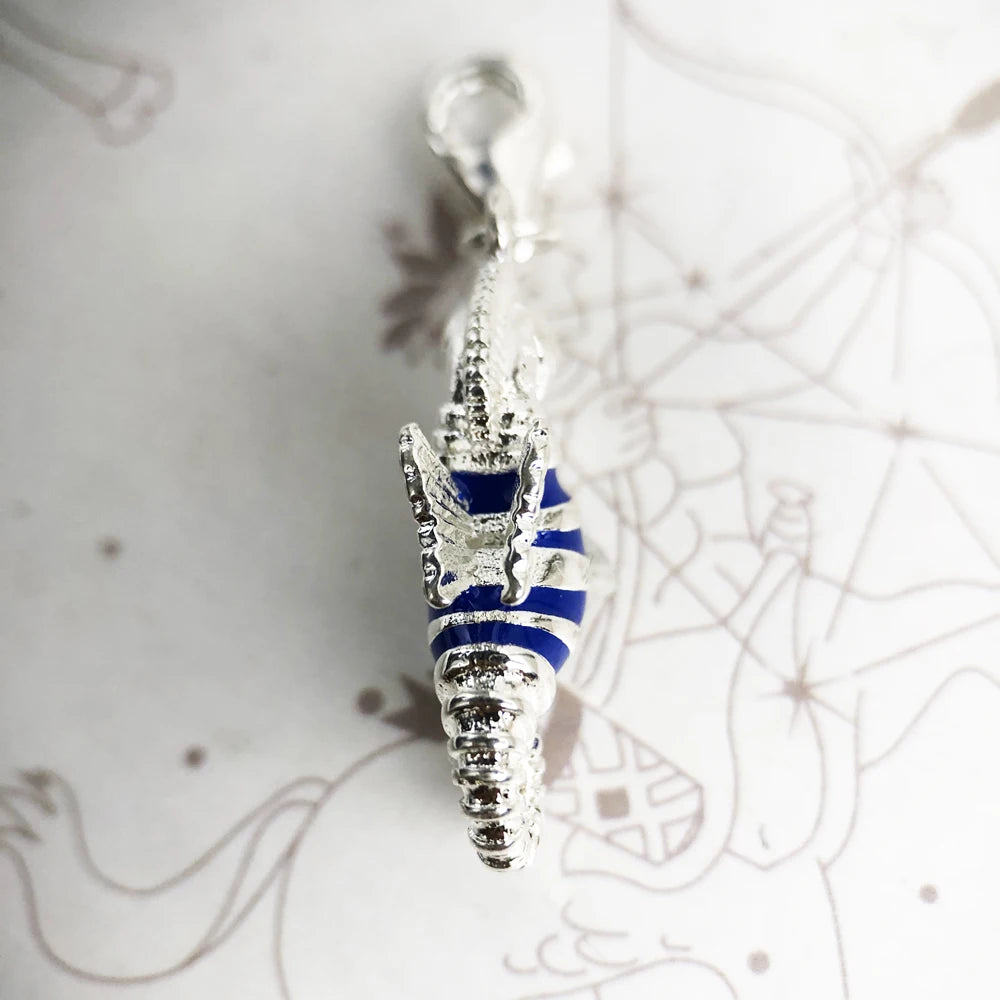 Damen-Charm-Anhänger Seepferdchen Emaille tropisch DIY aus Sterlingsilber