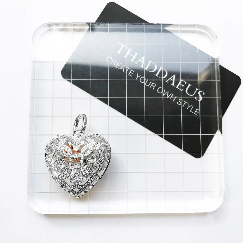 Damen-Charm-Anhänger Herz-Medaillon Glamour aus Sterlingsilber