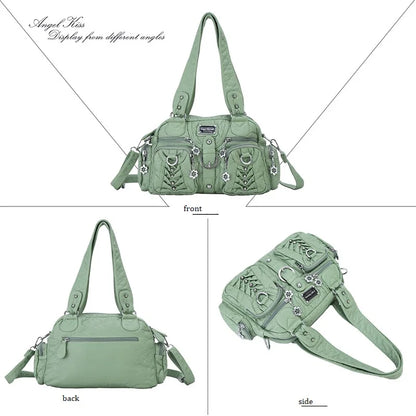 Damen-Satchel-Handtasche aus PU-Leder mit Reißverschluss und viel Stauraum für Alltag und Freizeit