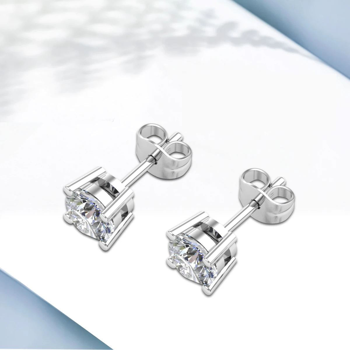 Damen-Ohrstecker Moissanit Mit Zertifikat GRA-Zertifiziert Aus 925er Silber In Weißgold-Optik Für Hochzeit Und Alltag