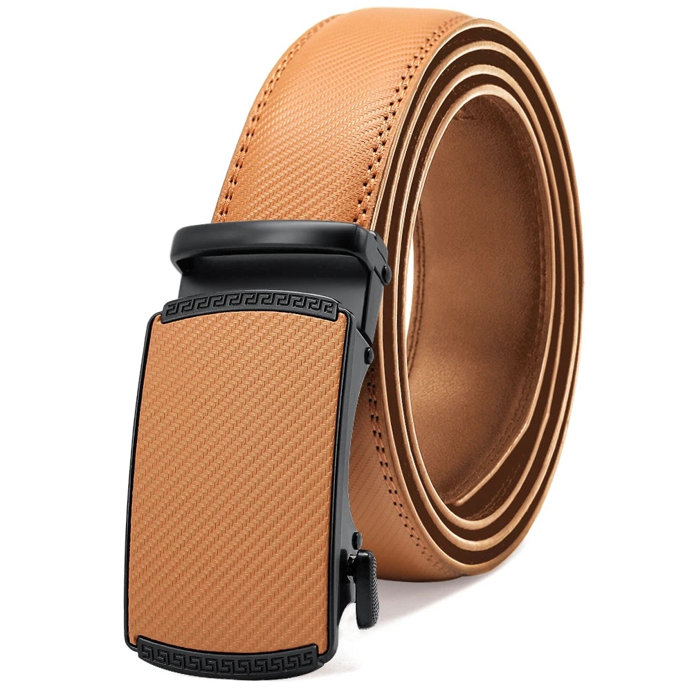 Herren Echtleder-Gürtel 3,4 cm Automatik-Schnalle Business Leisure Rindsleder