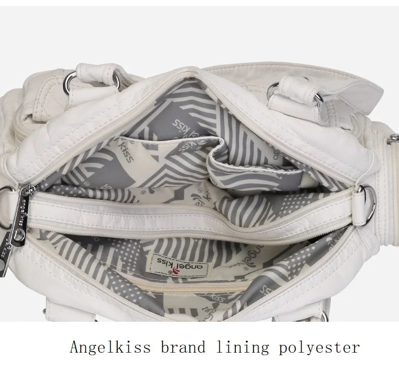 Damen-Schultertasche Aus PU-Leder Mit Mehrfachfächern Praktisch Und Elegant Vintage-Stil