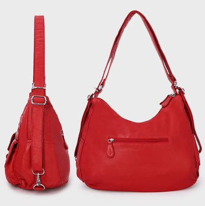 Damen-Schultertasche Aus Soft-PU Großes Fassungsvermögen Vielseitig Einsetzbar Mit Reißverschluss Und Innenfach