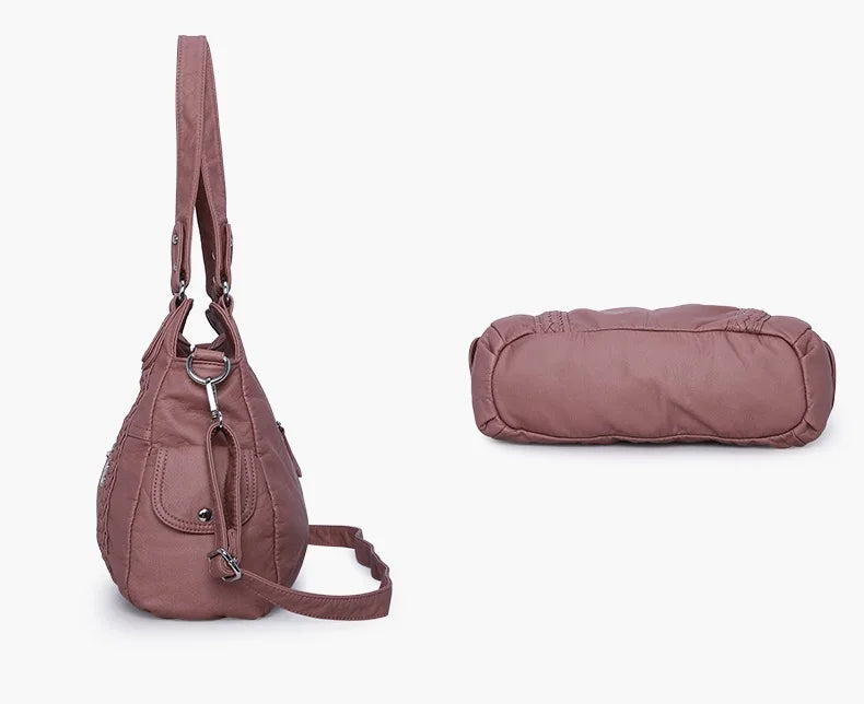 Damen-Handtasche aus PU-Leder mit Mehrfachfächern und Reißverschluss und verstellbarem Schultergurt