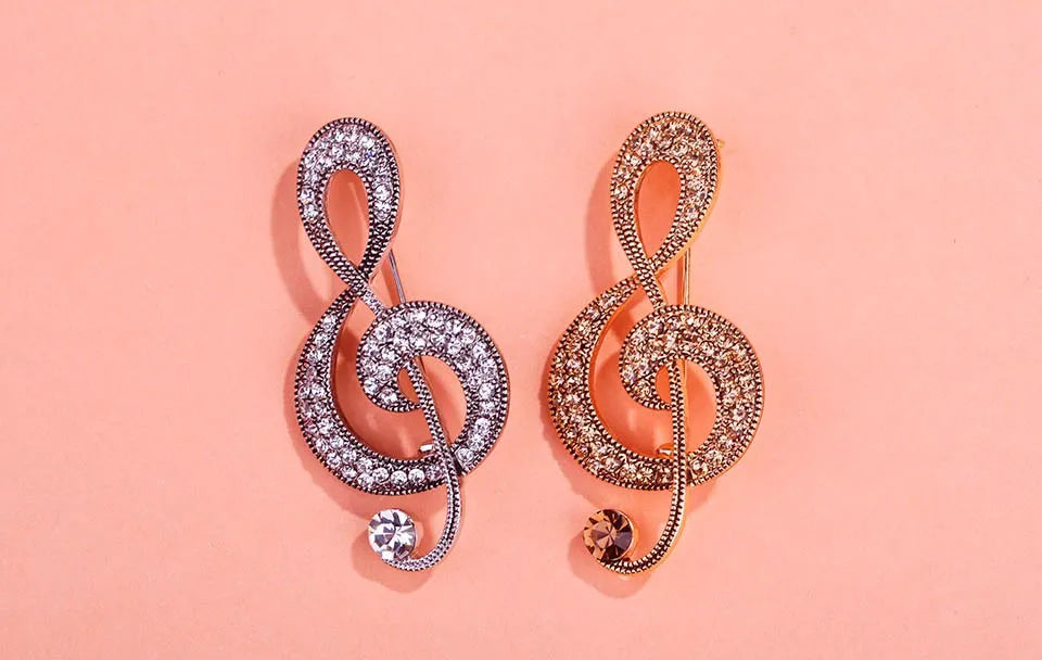 Brosche Musiknote Strass Vintage Antik Luxus Geschenk Damen