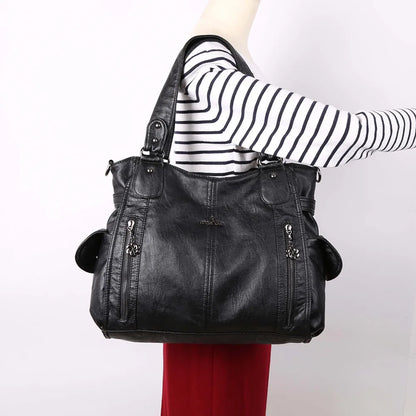 Damen-Handtasche Aus PU-Leder Im Vintage-Stil Große Schultertasche Mit Top-Griff Und Viel Stauraum