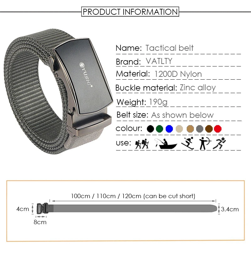 VATLY Casual Tactical Gürtel 3,4 cm 1200D Nylon Automatik-Schnalle Outdoor