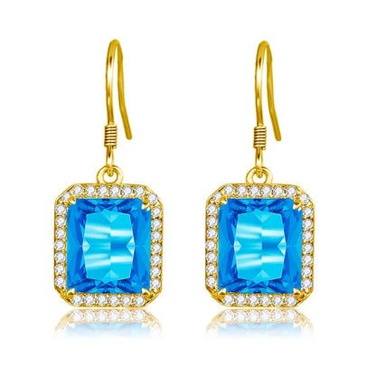 Damen-Ohrhänger Tropfenform Mit Blauem Topas Aus Silber 925 Hochwertiger Brautschmuck