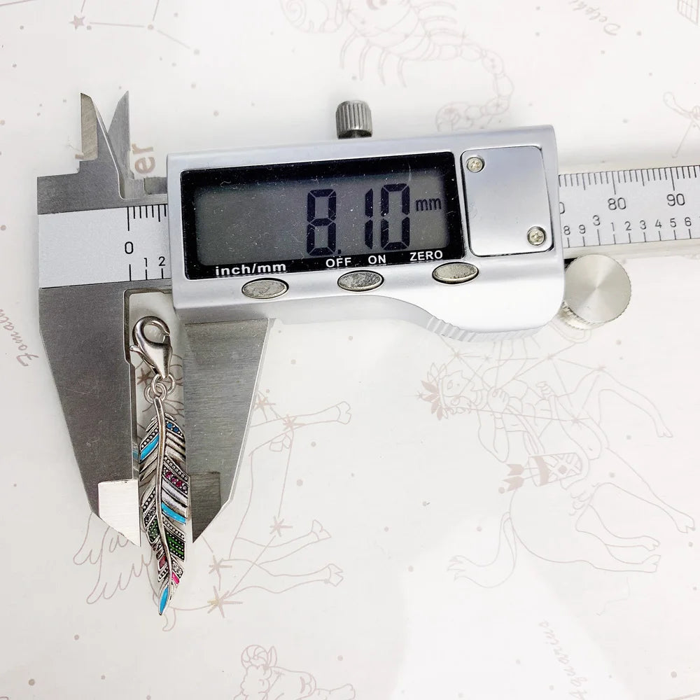 Damen-Charm-Anhänger bunte Federn Sommer aus Sterlingsilber