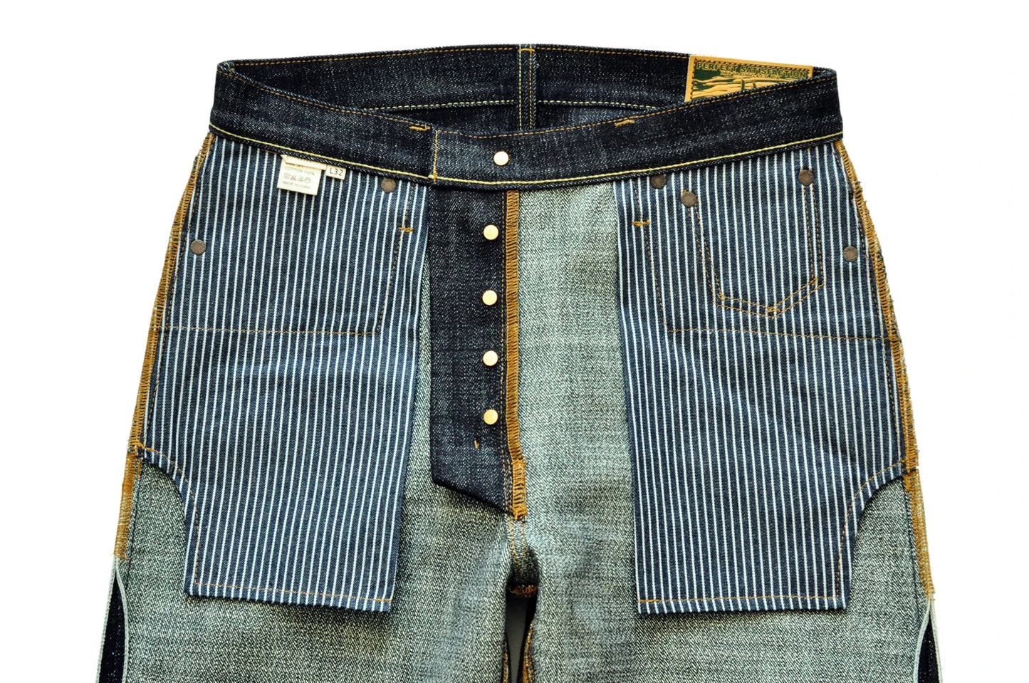 Herren Jeans im Vintage-Stil aus Selvedge Raw Denim mit Silber-überzogenen Knöpfen