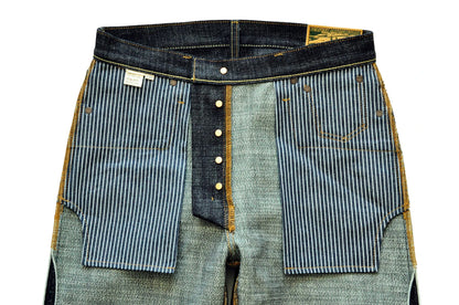 Herren Jeans im Vintage-Stil aus Selvedge Raw Denim mit Silber-überzogenen Knöpfen