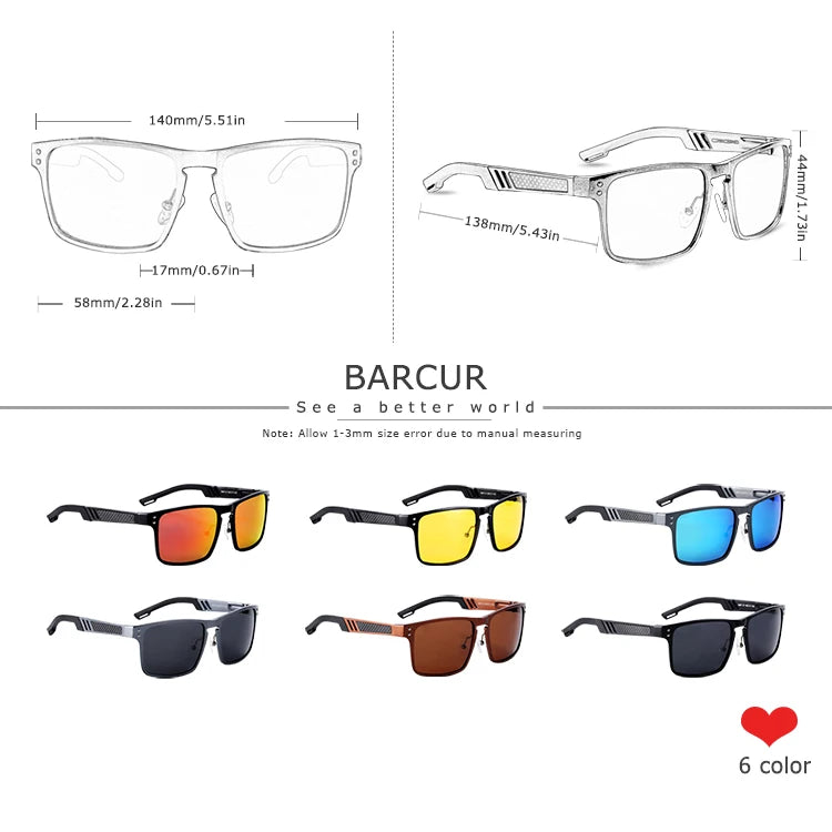 Sonnenbrille Al-Mg quadratisch polarisiert Spiegel Sport Herren Damen