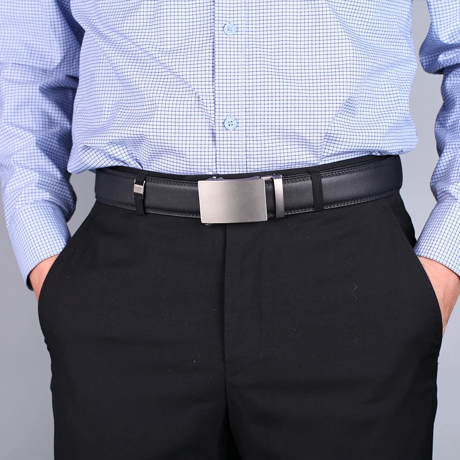 Herren Echtleder-Gürtel Business Casual 3,5 cm Automatik-Schnalle Rindsleder Hochwertig