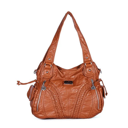 Damen-Umhängetasche Aus PU Mit Mehrfach-Innenfächern Und Reißverschluss Im Vintage Stil