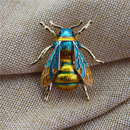 Brosche Hummel Biene Emaille Gelb Insekt Urlaub Bankett Damen