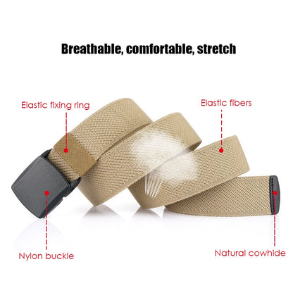 Unisex-Gürtel aus Nylon mit Elastischem Stretchband und Metallfreiem Schnellverschluss Gestreift