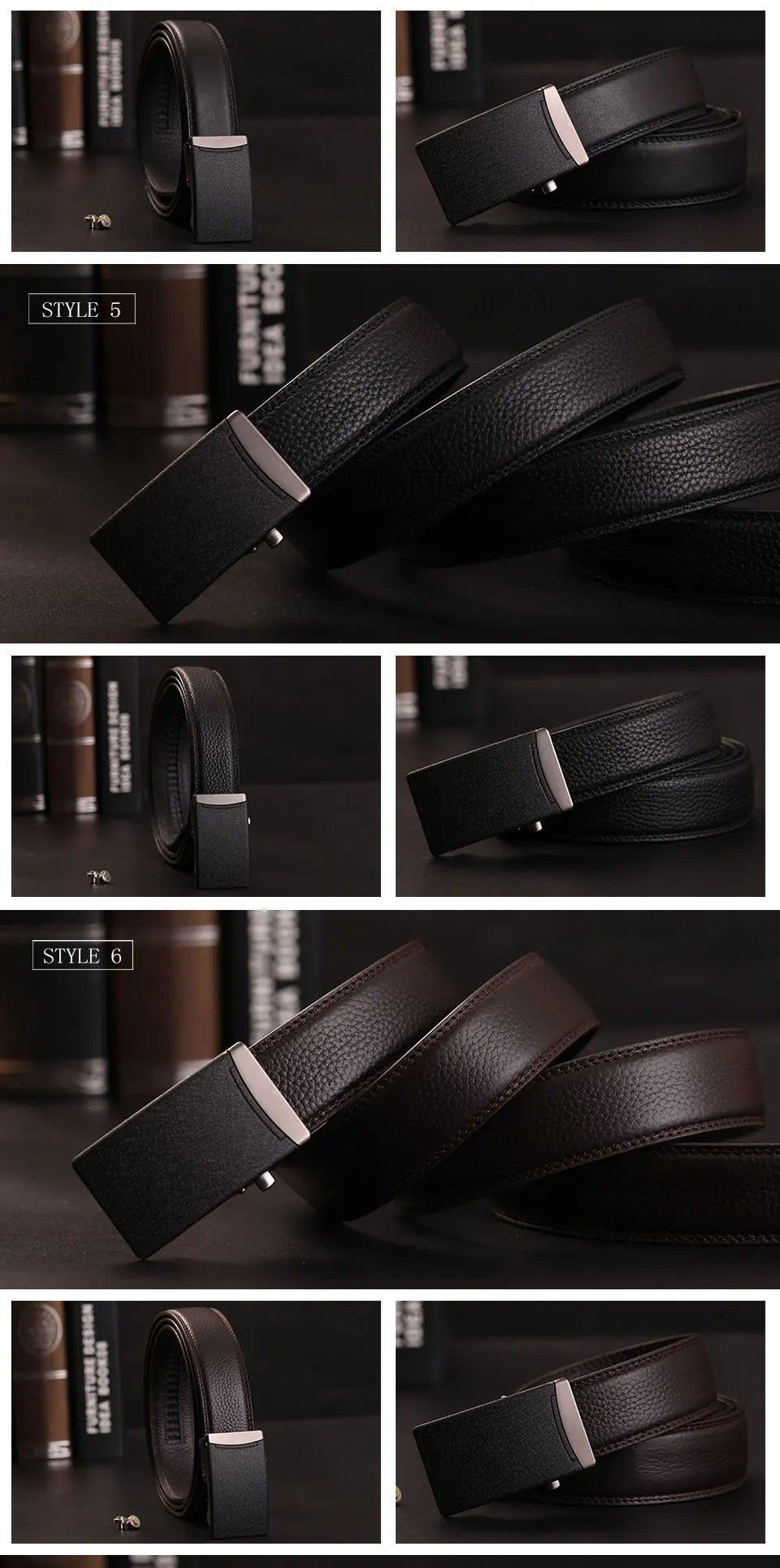 Herren Echtleder-Gürtel Business Casual 3,5 cm Automatik-Schnalle Rindsleder Hochwertig