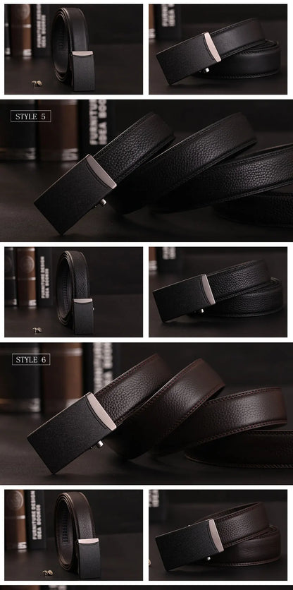 Herren Echtleder-Gürtel Business Casual 3,5 cm Automatik-Schnalle Rindsleder Hochwertig