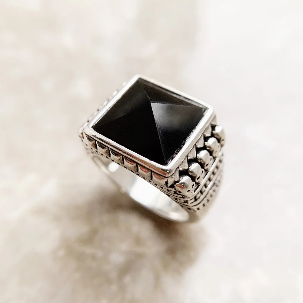 Damen-Ring Cocktail Ethno-Schädel schwarz aus Sterlingsilber