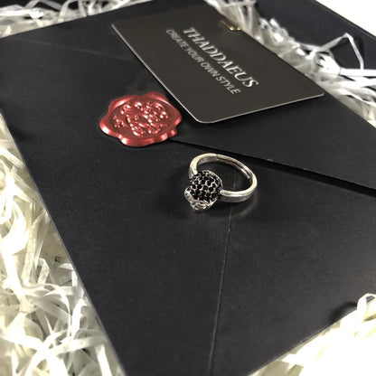 Damen-Ring schwarzer Totenkopf Rebel Punk aus Sterlingsilber