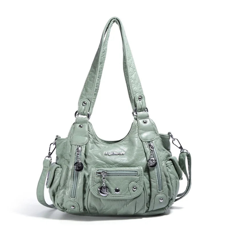 Damen-Schultertasche Aus PU-Leder Mit Reißverschluss Und Innenfach Für Alltag Und Freizeit