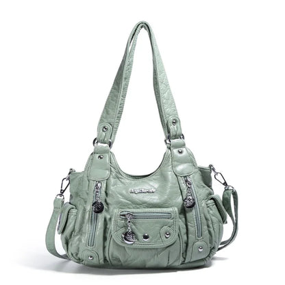 Damen-Schultertasche Aus PU-Leder Mit Reißverschluss Und Innenfach Für Alltag Und Freizeit