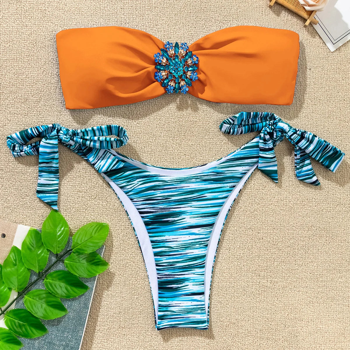 Plaid Bikini-Set für Damen mit Push-up-Effekt – ideal für Strand und Pool
