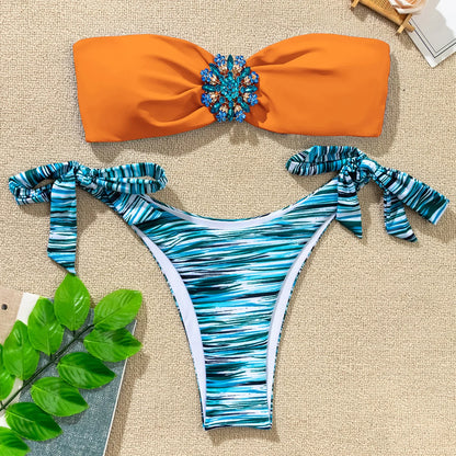 Plaid Bikini-Set für Damen mit Push-up-Effekt – ideal für Strand und Pool