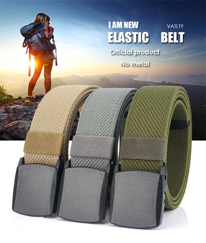 Unisex-Gürtel aus Nylon mit Elastischem Stretchband und Metallfreiem Schnellverschluss Gestreift