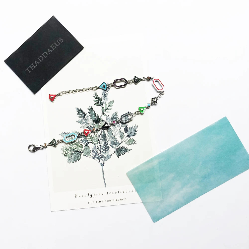 Damen-Armband asiatische Ornamente bunt aus Sterlingsilber