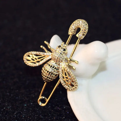 Brosche Biene Kristall Gold Hohl Luxus Mantel Schal Schmuck Damen