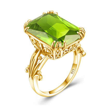 Damen-Ring aus 925er Silber mit großem rechteckigem Citrinstein für eleganten Alltagslook