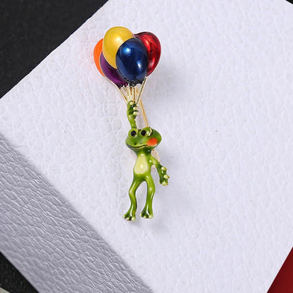 Brosche Frosch Ballon Tier Emaille Bunt Kinder Party Geschenk Damen