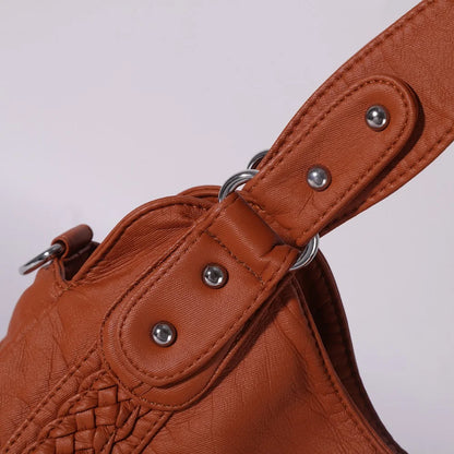 Damen-Handtasche aus PU-Leder mit Mehrfachfächern und Reißverschluss und verstellbarem Schultergurt