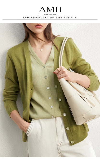 Damen-Strickjacke V-Ausschnitt dünn locker Patchwork Sommer