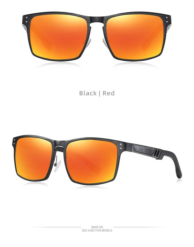 Sonnenbrille Al-Mg quadratisch polarisiert Spiegel Sport Herren Damen