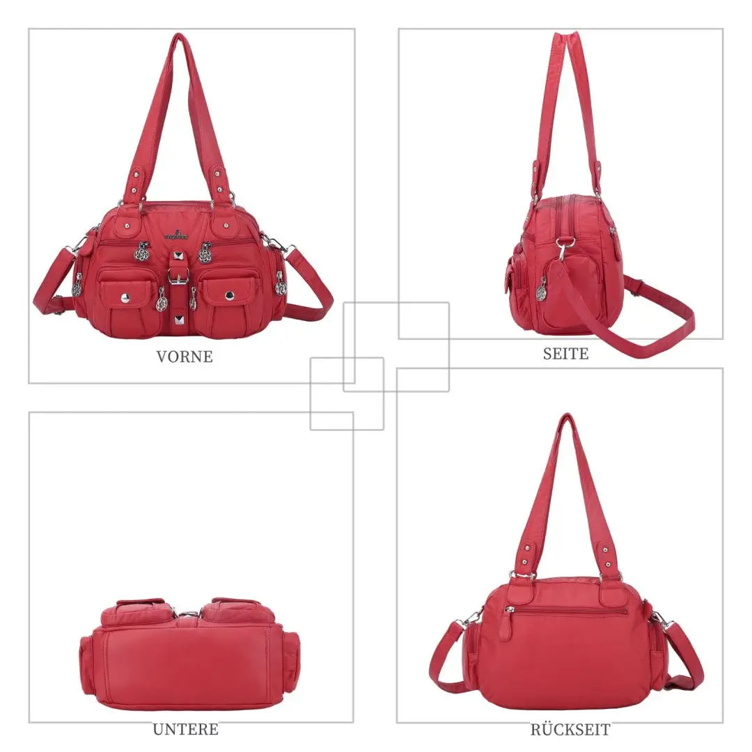Damen-Schultertasche aus PU-Leder in kompakter Bauweise mit Angenehmer Haptik und Mehrfachfächern