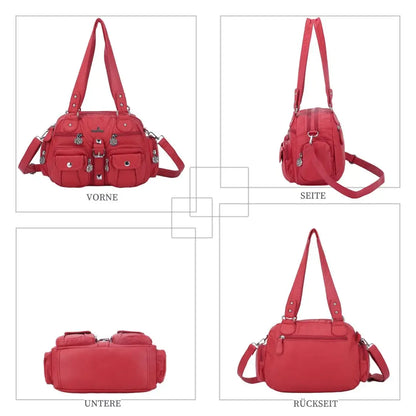 Damen-Schultertasche aus PU-Leder in kompakter Bauweise mit Angenehmer Haptik und Mehrfachfächern