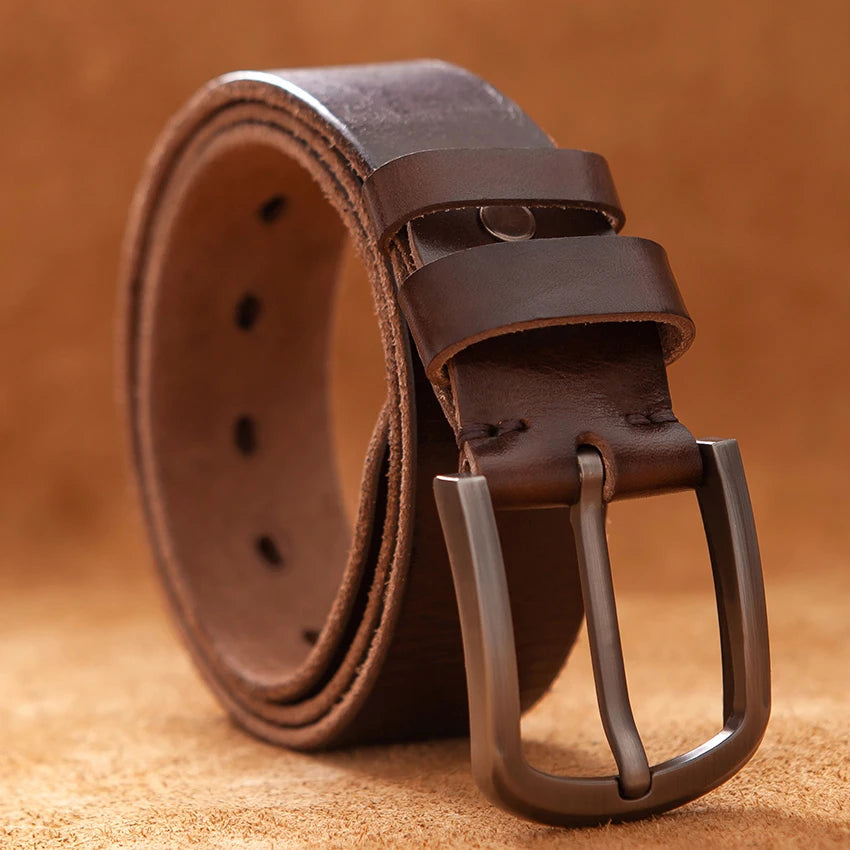 Herren Echtleder-Gürtel Vintage Cowboy-Stil 3,8 cm Rindsleder Braun Luxus Designer