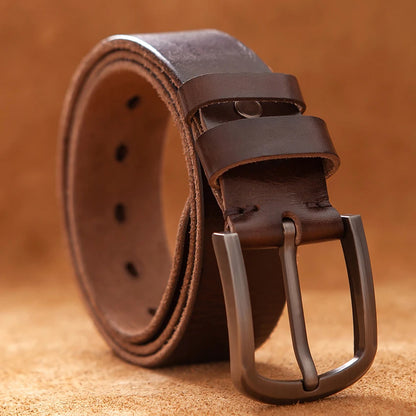 Herren Echtleder-Gürtel Vintage Cowboy-Stil 3,8 cm Rindsleder Braun Luxus Designer