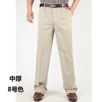 Männer Casual Hosen aus einfarbiger Baumwolle mit hohem Bund und Taschen