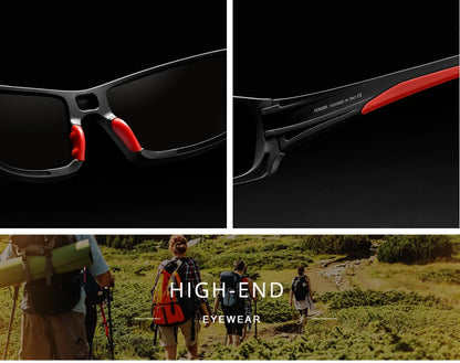 Sonnenbrille Sport TR90 polarisiert Wandern Angeln Reißverschlussetui Herren