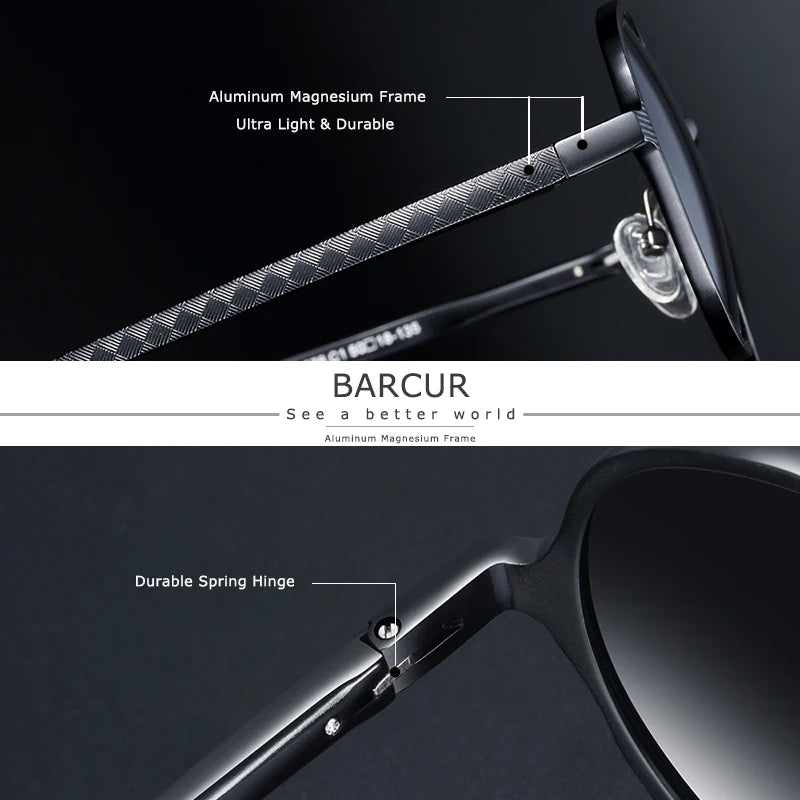 Sonnenbrille rund Al-Mg Vintage Steampunk polarisiert Marken-Design