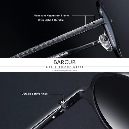 Sonnenbrille rund Al-Mg Vintage Steampunk polarisiert Marken-Design