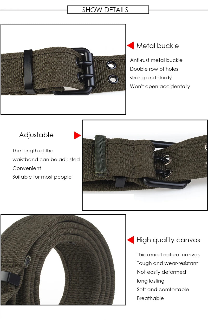 Herren-Gürtel aus Canvas mit 3,8 cm Breite - Geeignet für Wanderungen im Freien, Langlebig