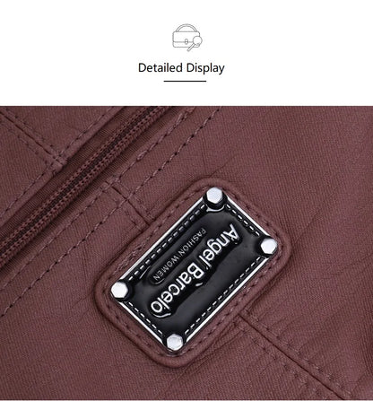 Damen-Schultertasche Aus PU-Leder Mit Reißverschluss Und Innenfächern Großes Stauraumvolumen